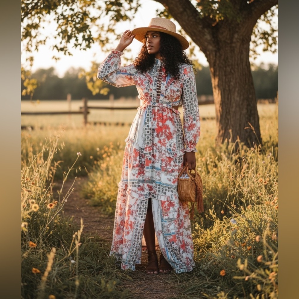 L’ATISTE Long Floral Flowy Maxi Dress